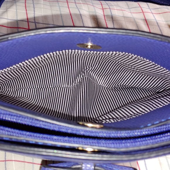 Crossbody Adjustable Purse  w/ Removable Strap  3 compartments   Blue - Picture 9 of 10